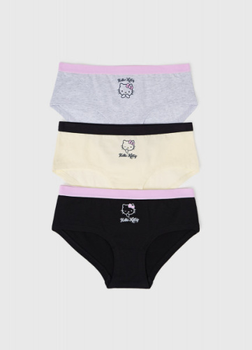 Трусы с принтом Hello Kitty для девочек, 3 шт., Серый