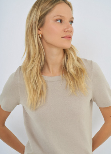 Базовый джемпер с коротким рукавом, Бежевый