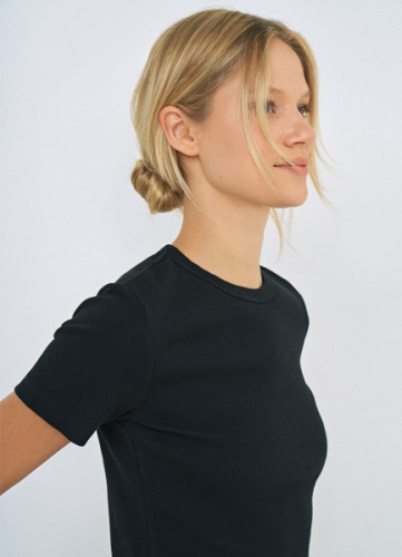 Футболка в рубчик, Черный