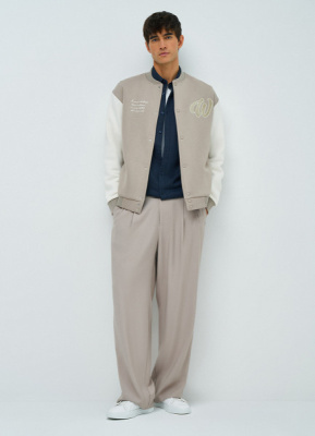 Бомбер на кнопках, Бежевый