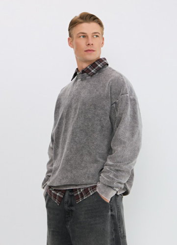 Свитшот из фактурной ткани, Серый