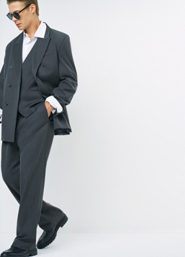 Брюки со складками O'STIN x Яндекс Книги, Серый