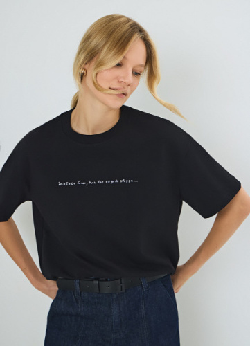 Футболка с принтом O'STIN x Яндекс Книги, Черный