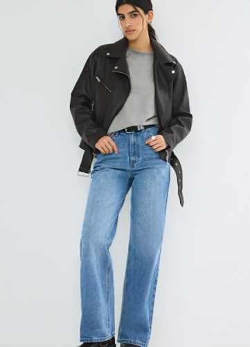 Широкие джинсы с высокой посадкой, Голубой