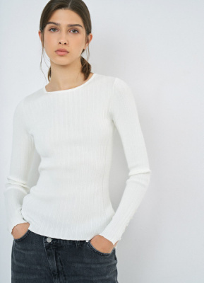 Джемпер в рубчик, Белый