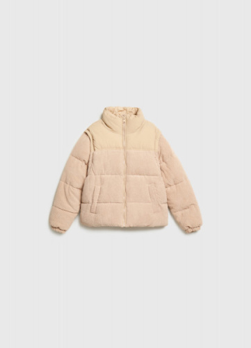 Вельветовая утеплённая куртка для девочек, Бежевый