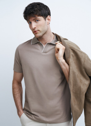 Поло из мягкого пике, Бежевый