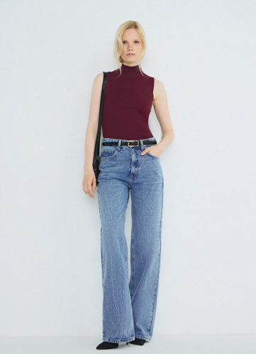 Широкие джинсы с высокой посадкой, Голубой