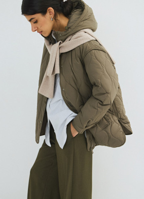 Удлинённая куртка с капюшоном, Желтый