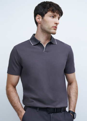 Поло из мягкого пике, Серый