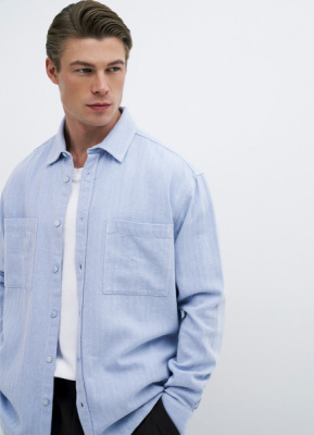 Рубашка из твила, Голубой