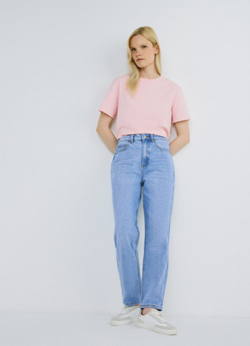 Джинсы Mom с высокой посадкой, Голубой