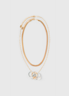 Колье с тремя кольцами O'STIN x Яндекс Книги, Золотой