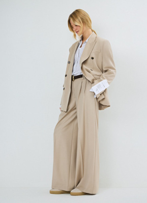 Широкие брюки с шерстью O'STIN x Яндекс Книги, Бежевый