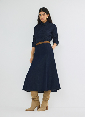 Юбка миди A-силуэта, Синий