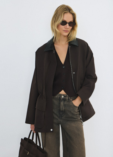 Куртка-рубашка из хлопка, Коричневый