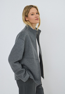 Куртка из пальтовой ткани с шерстью, Серый