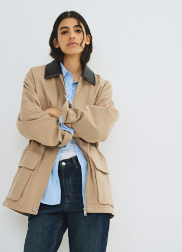 Куртка-рубашка из хлопка, Бежевый