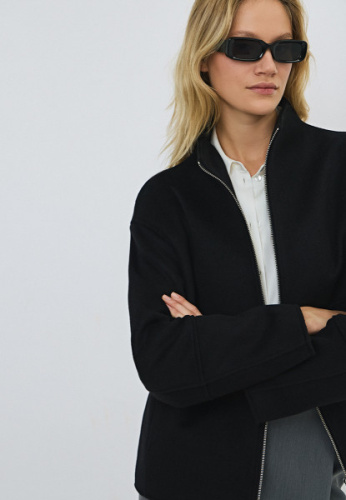 Куртка из пальтовой ткани с шерстью, Черный