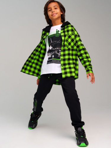 Рубашка текстильная с капюшоном из трикотажа для мальчиков