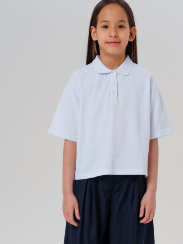 Джемпер трикотажный с воротником поло для девочек