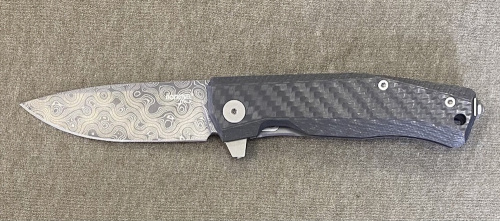 Складной нож LionSteel MT01, сталь дамаск, рукоять карбон