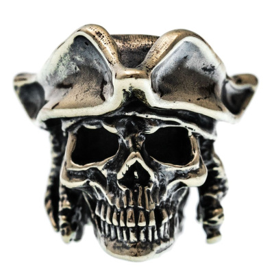 Бусина для темляка Пират в треуголке, мельхиор