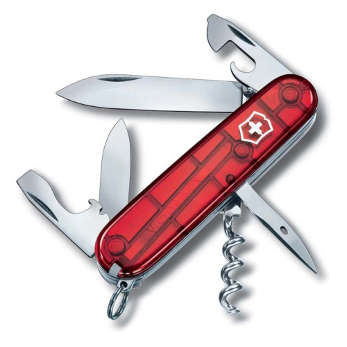 Нож перочинный Victorinox Spartan, сталь X55CrMo14, рукоять Cellidor®, полупрозрачный красный, 12 функций, 91мм