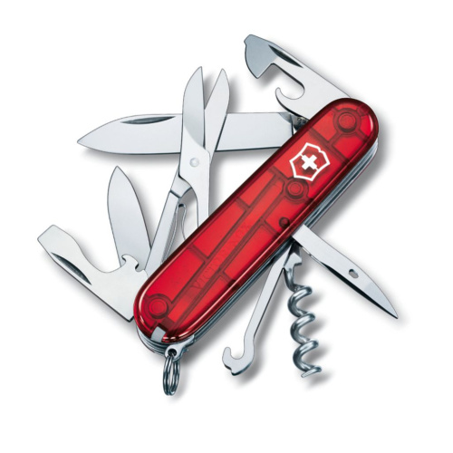 Нож перочинный Victorinox Climber, сталь X55CrMo14, рукоять Cellidor®, полупрозрачный красный, 14 функций, 91мм