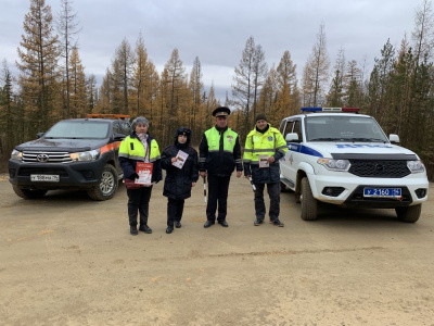 На федеральной дороге "Вилюй" прошла акция ГИБДД и МУАД /  Мирный Мирнинский Республика Саха (Якутия)