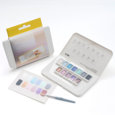 Набор акварели HIMI "Металлик", 12 цветов, оттенки SILVER