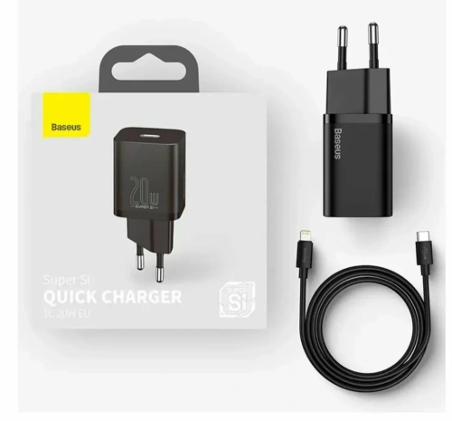 Сетевое зарядное устройство Baseus Super Si Quick Charger 20W Type-C/кабель Type-C-Lightning 100см (TZCCSUP-B01) (черный)