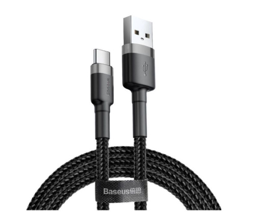 Кабель Baseus Cafule Series (USB) на (Type-C) 200см нейлоновая оплётка (CATKLF-CG1) (черный)
