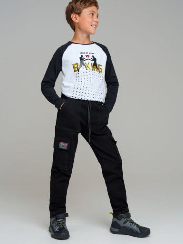 Брюки текстильные джинсовые утепленные с начесом для мальчиков