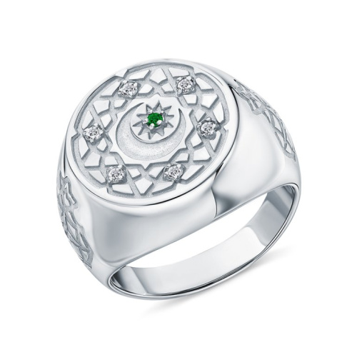 Серебряное кольцо с фианитами и кварцами имитациями