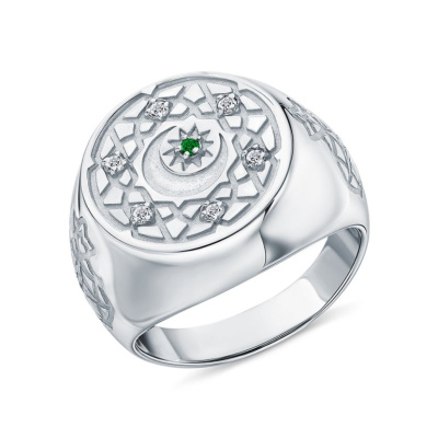 Серебряное кольцо с фианитами и кварцами имитациями