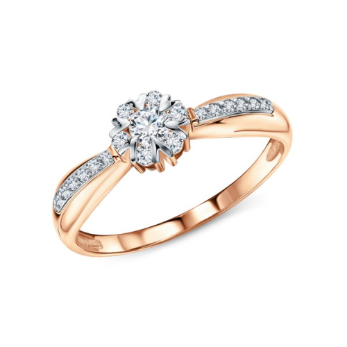 Золотое кольцо с бриллиантами природными