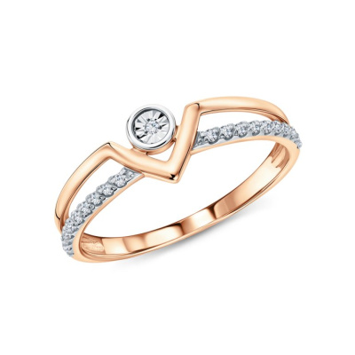 Золотое кольцо с бриллиантами природными