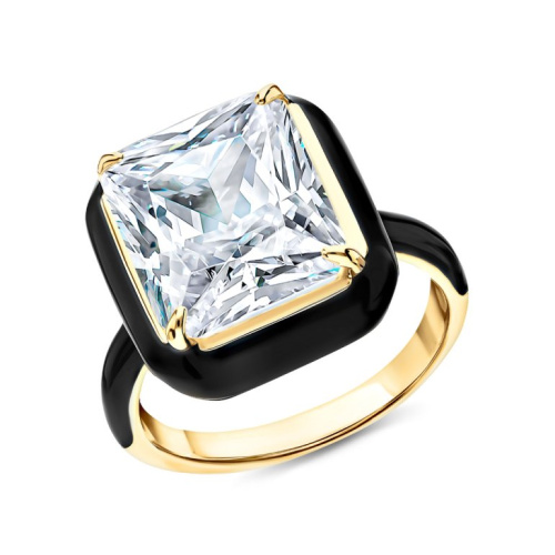 Серебряное кольцо с эмалью и фианитами