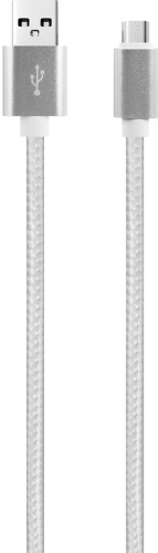 Nylon USB to microUSB 1m 2A Silver