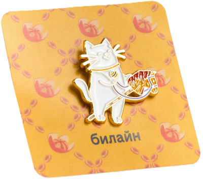 Значок «Кот Пуш на лошадке»