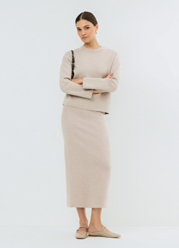Вязаная юбка миди, Бежевый