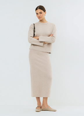 Вязаная юбка миди, Бежевый