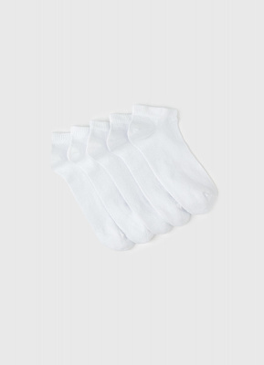 Базовые короткие носки, 5 пар, Белый