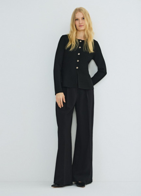 Кардиган на пуговицах с баской, Черный