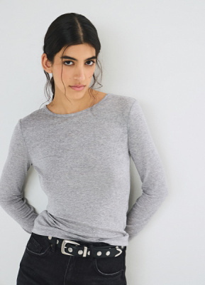 Приталенный лонгслив, Серый