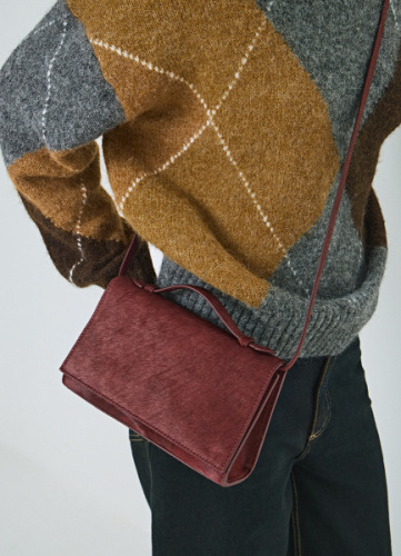 Сумка из натуральной кожи с ворсом, Фиолетовый