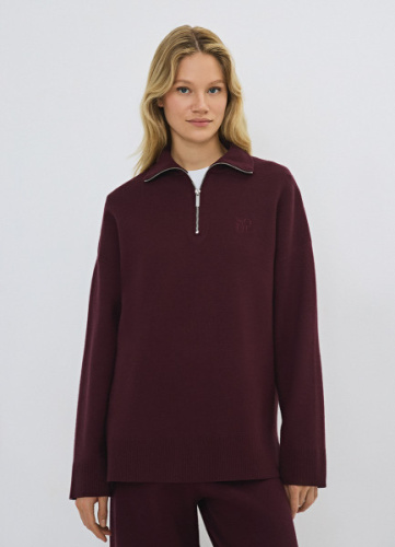 Джемпер с воротником-стойкой на молнии, Фиолетовый