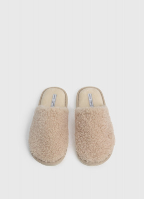 Тапочки с искусственным мехом, Бежевый