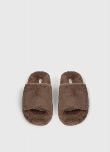 Тапочки с искусственным мехом, Бежевый